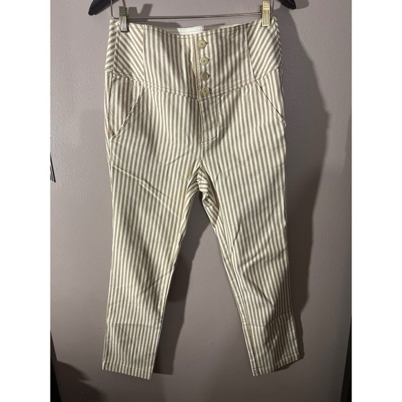 Free People Beige Striped Trousers - Picture 1 of 4